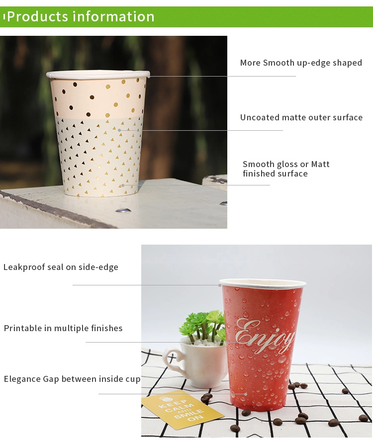 Logo Printed Double PE Paper Cup Cold Drink Single Wall Paper Cup