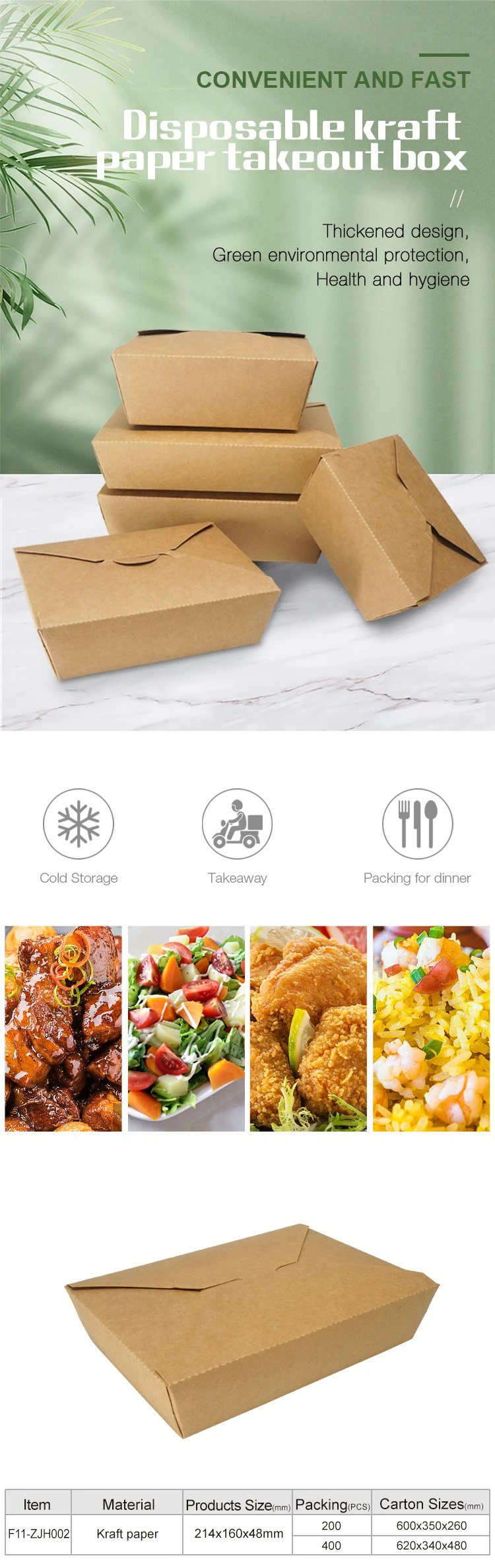 Cheap Price Custom Logo Printing White Brown Fast Food Packaging for Chicken Salad