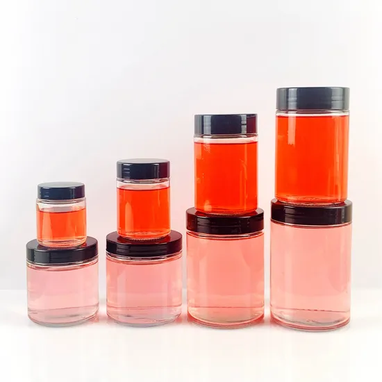 32oz 16oz 12oz 8oz 6oz 4oz 3oz 2oz 1oz Cylinder Transparent Storage Honey Spice Glass Jars with Black Screw Plastic Caps