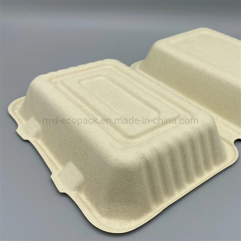 Custom Wheat Straw Takeaway Clamshell Box Disposable Biodegradable Fast Food Packaging