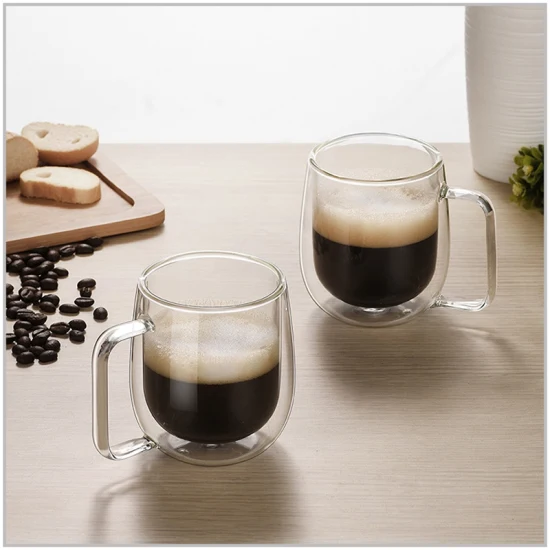 Tazas de café de vidrio de doble pared de 200 ml / 6.7 oz Tazas de té de café expreso de borosilicato transparente resistente al calor Perfectas para aislamiento de bolsitas de té Latte Americano Cappuccino Espresso