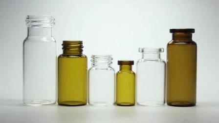 Botellas médicas o cosméticas transparentes y ámbar tubulares o de vidrio moldeado